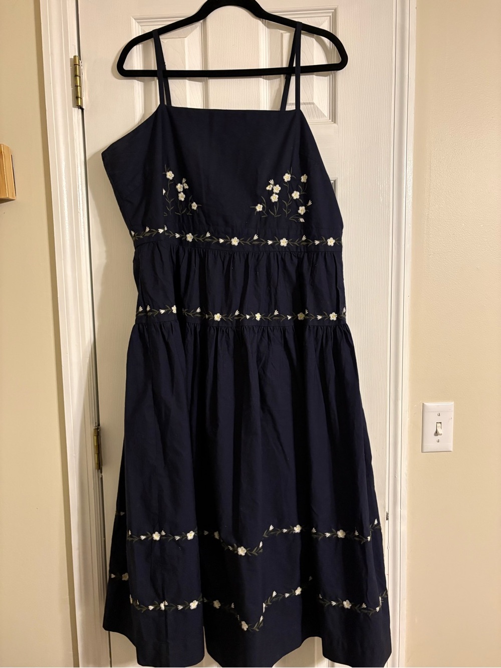 Navy embroidered Midi Dress